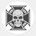 Skull & Iron Cross: Vector Drawing: Round Sticker