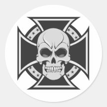 Skull & Iron Cross: Vector Drawing: Round Sticker