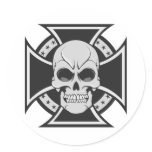 Skull & Iron Cross: Vector Drawing: Round Sticker