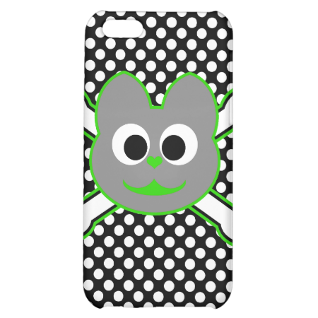 Skull Kat Green - Gray Cover For iPhone 5C