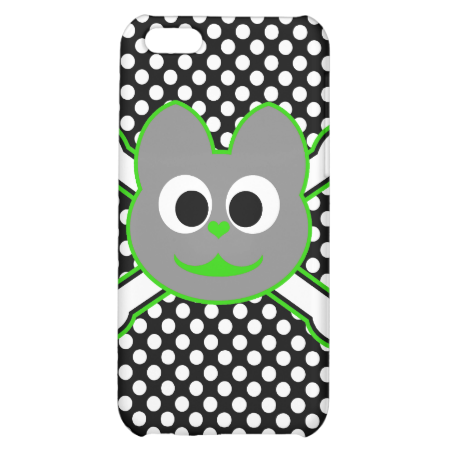 Skull Kat Green - Gray Cover For iPhone 5C Skull Kat Green - Gray Cover For iPhone 5C