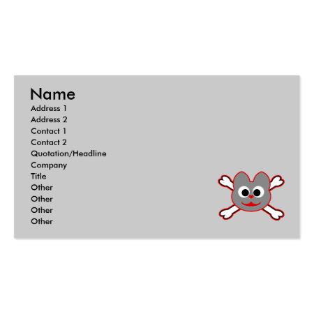 Skull Kat Red - Gray Business Card Template