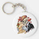 Skull Kiss with Hearts and Roses by Al Rio Keychains