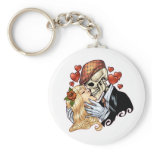 Skull Kiss with Hearts and Roses by Al Rio Keychains