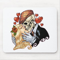 skull, skulls, love, heart, hearts, flower, flowers, rose, roses, tam, gloves, al rio, Mouse pad with custom graphic design