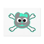 Skull Kitty Green - Gray Post Card