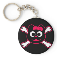 Skull Kitty Pink Keychain