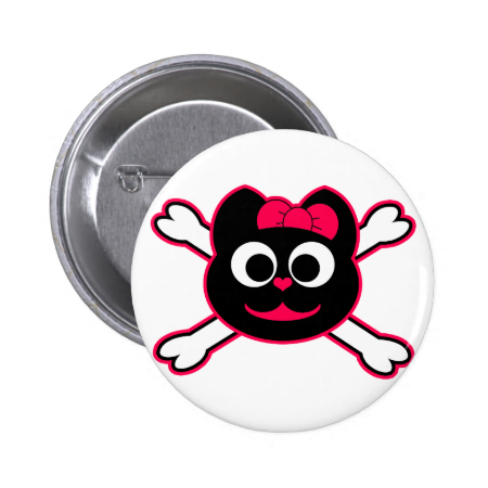 Skull Kitty Pink Pin