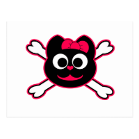 Skull Kitty Pink Post Card