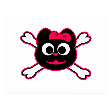 Skull Kitty Pink Post Card