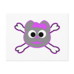 Skull Kitty purple- Gray Post Card