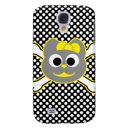 Skull Kitty yellow - Gray Galaxy S4 Case