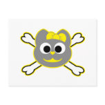 Skull Kitty yellow - Gray Postcard