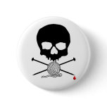 Skull &amp; Knitting Needle with Yarn Button