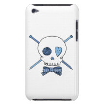 Skull & Knitting Needles (Blue) Barely There iPod Cases