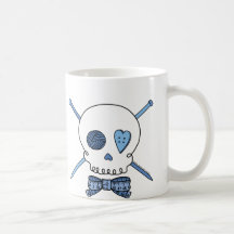 Skull & Knitting Needles (Blue) Mug