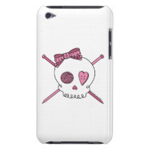 Skull & Knitting Needles (Pink) Barely There iPod Covers