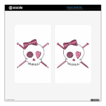Skull & Knitting Needles (Pink) Kindle Fire Skin