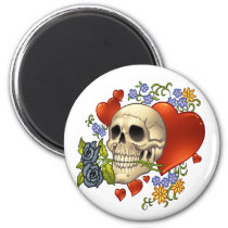 skull, skulls, heart, hearts, flower, flowers, comic, art, good, evil, al rio, rap, Magnet with custom graphic design