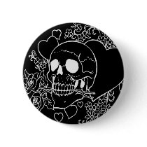 Skull Love - Skulls, Roses and Hearts by Al Rio Buttons