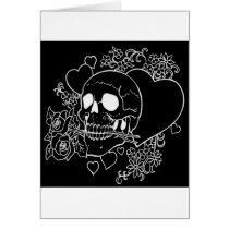 evil, skull, skulls, heart, hearts, flower, flowers, rose, roses, black, al rio, characters, Kort med brugerdefineret grafisk design