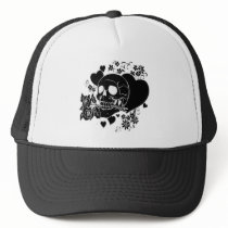 Skull Love - Skulls, Roses and Hearts by Al Rio hats by AlRioArt Skull Love - Skulls, Roses and Hearts by Al Rio hats