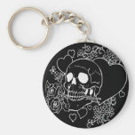 Skull Love - Skulls, Roses and Hearts by Al Rio Keychains