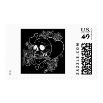 evil, skull, skulls, heart, hearts, flower, flowers, rose, roses, black, al rio, characters, Stamp with custom graphic design