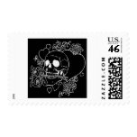 Skull Love - Skulls, Roses and Hearts by Al Rio Postage Stamps