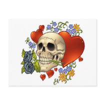 skull, skulls, heart, hearts, flower, flowers, comic, art, good, evil, al rio, rap, Postcard with custom graphic design