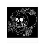 Skull Love - Skulls, Roses and Hearts by Al Rio Postcard