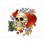 Skull Love - Skulls, Roses and Hearts by Al Rio Postcard