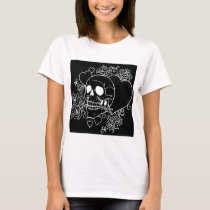 evil, skull, skulls, heart, hearts, flower, flowers, rose, roses, black, al rio, characters, T-shirt/trøje med brugerdefineret grafisk design