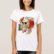 skull, skulls, heart, hearts, flower, flowers, comic, art, good, evil, al rio, rap, Shirt with custom graphic design