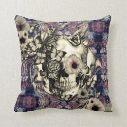 Skull made of poppies and butterflies pillow