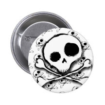 Skull N Bones with backdrop Pinback Buttons