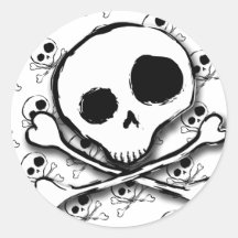 Skull N Bones with backdrop Round Stickers