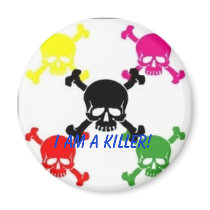 skull n cross bones "im a killer!" magnets