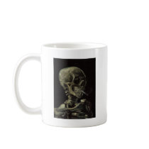 Skull of a Skeleton with Burning Cigarette Coffee Mugs