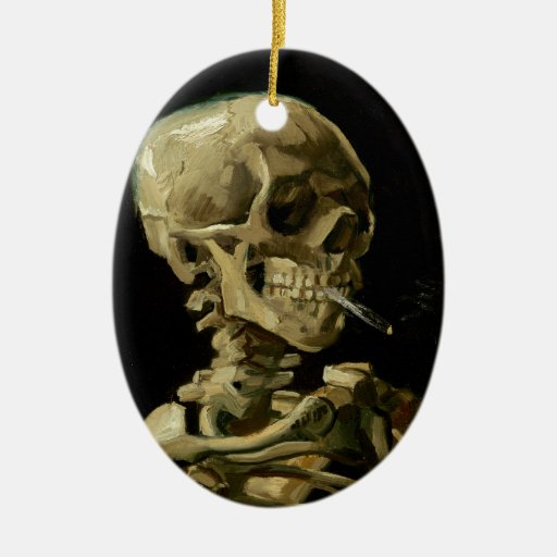 skull of a skeleton with burning cigarette double sided skull of a skeleton with burning cigarette double sided