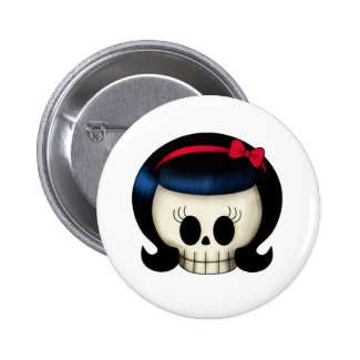 Skull of Rockabilly Girl Button