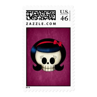 Skull of Rockabilly Girl Stamps
