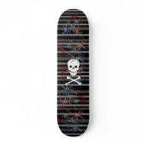 Skull on Stripes Skateboard by SayItNow Skull on Stripes Skateboard