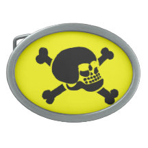 Skull On Yellow Belt Buckle