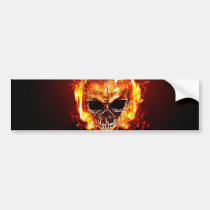 skull, fire, rock&#39;n&#39;roll, comic, rock&#39; roll, incredible, flame, single, hard rock, metal, demons, Bumper Sticker with custom graphic design