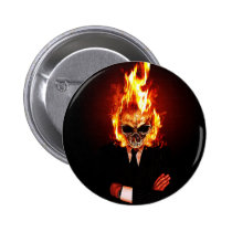 skull, fire, rock&#39;n&#39;roll, comic, rock&#39; roll, incredible, flame, single, hard rock, metal, monsters, creatures, Button with custom graphic design