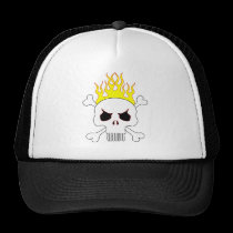 Skull One with Crossed Bones and Flames Hat hats