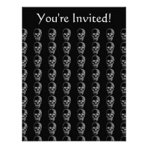 Skull Pattern. Black and White. Personalized Announcement