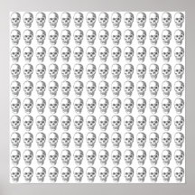 Skull Pattern. Black and White. Print