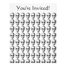 Skull Pattern in Black and White. Personalized Announcements